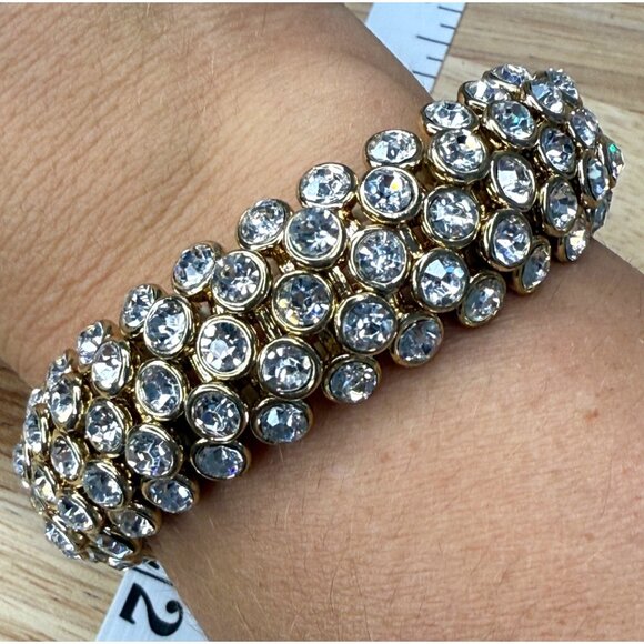 Gold-Tone Stretch Bracelet With Clear Crystal Accents By Charter Club 7" - Picture 1 of 7